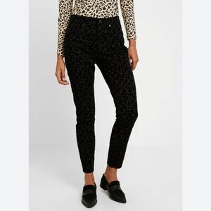 Madewell Flocked Leapord Mid Rise Skinny Jeans in Black Size 27
